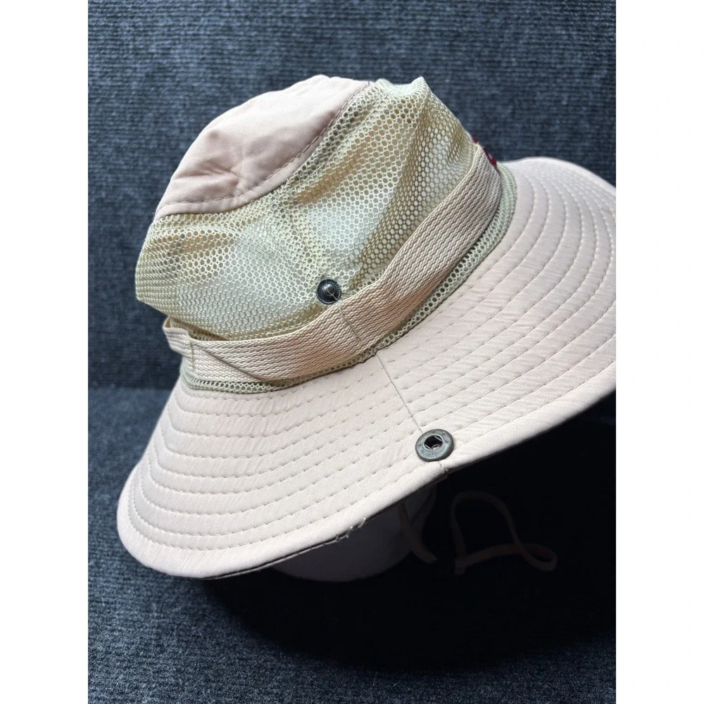 Alabama Boonie Hat Tan Mesh Sun Safari Fishing Wide Brim Adjustable Chin Strap